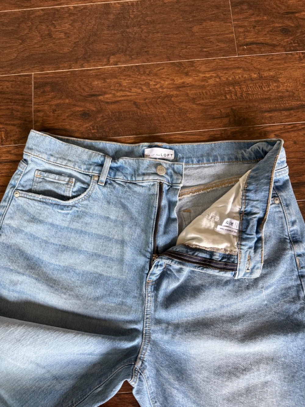 Loft High Rise Straight Cropped Jeans Raw Hem, Size 12/31 - Picture 12 of 12